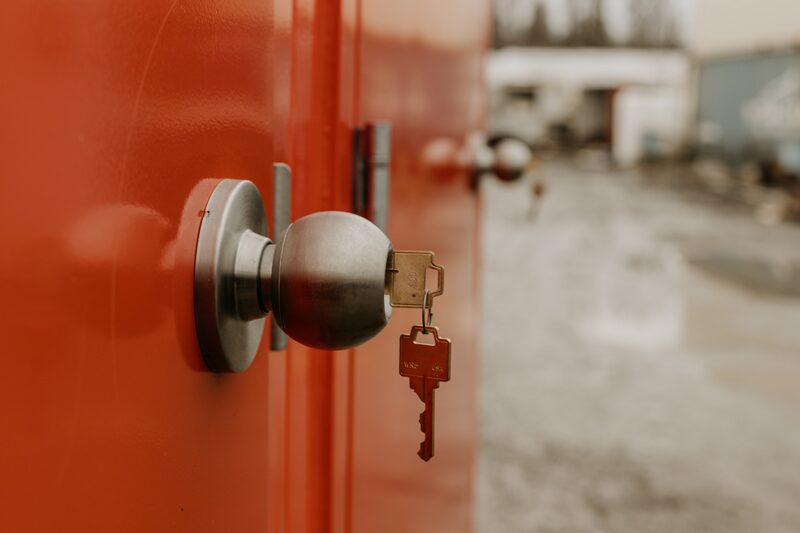 Secure lockable door detail on a standard portable toilet unit